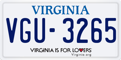 VA license plate VGU3265