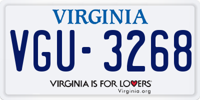 VA license plate VGU3268