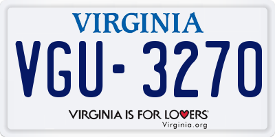 VA license plate VGU3270