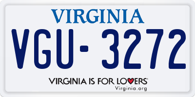 VA license plate VGU3272