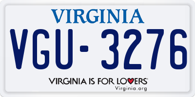VA license plate VGU3276
