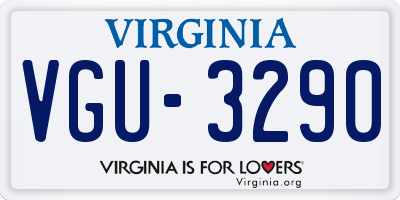 VA license plate VGU3290