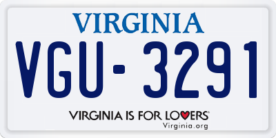 VA license plate VGU3291