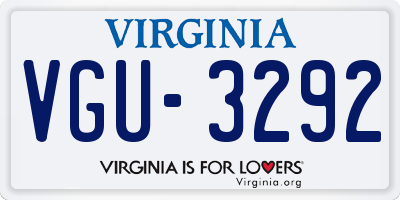 VA license plate VGU3292