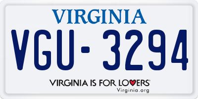 VA license plate VGU3294