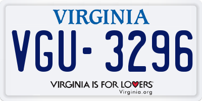 VA license plate VGU3296
