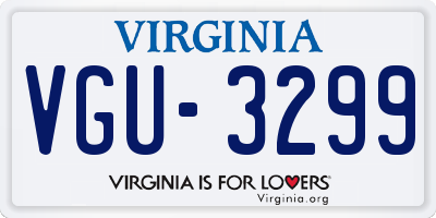 VA license plate VGU3299