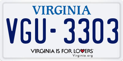 VA license plate VGU3303