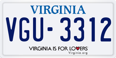 VA license plate VGU3312