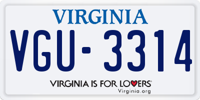 VA license plate VGU3314