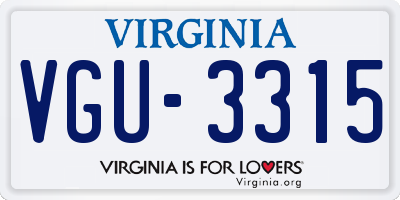 VA license plate VGU3315