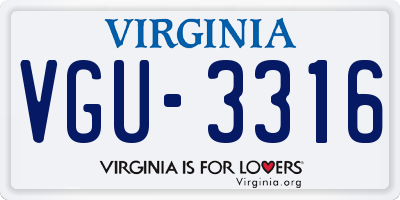 VA license plate VGU3316