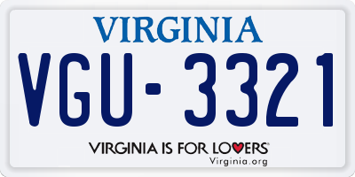 VA license plate VGU3321