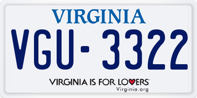 VA license plate VGU3322