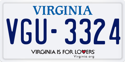 VA license plate VGU3324