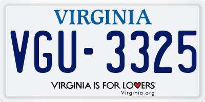 VA license plate VGU3325