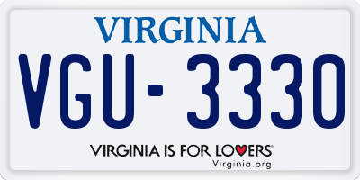 VA license plate VGU3330