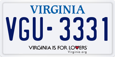 VA license plate VGU3331