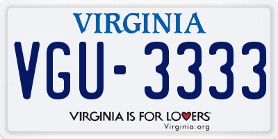 VA license plate VGU3333