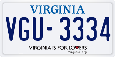 VA license plate VGU3334
