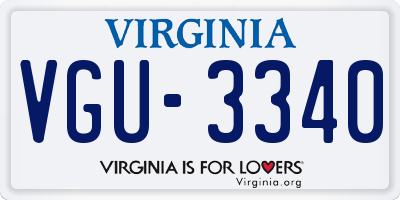 VA license plate VGU3340