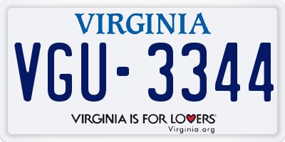 VA license plate VGU3344