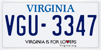 VA license plate VGU3347