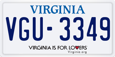 VA license plate VGU3349