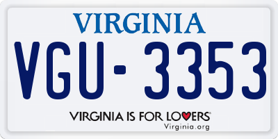 VA license plate VGU3353