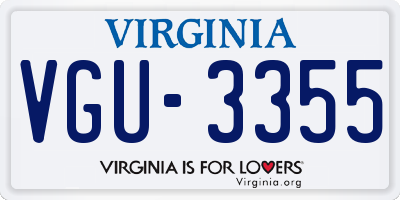 VA license plate VGU3355