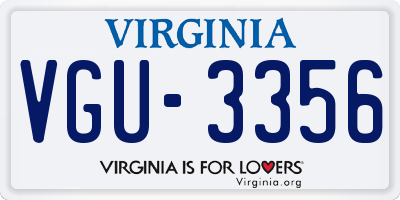 VA license plate VGU3356