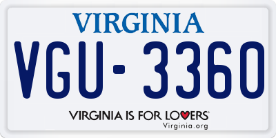 VA license plate VGU3360