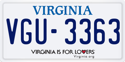 VA license plate VGU3363