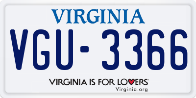 VA license plate VGU3366