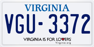 VA license plate VGU3372