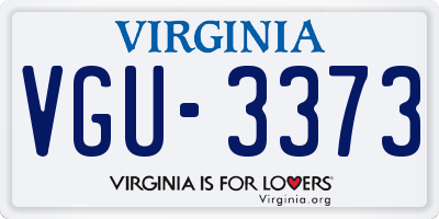VA license plate VGU3373