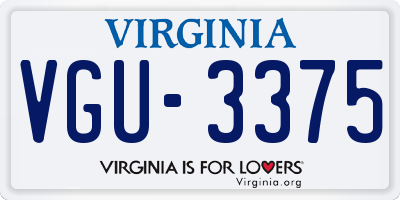 VA license plate VGU3375
