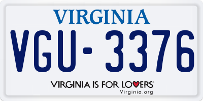 VA license plate VGU3376