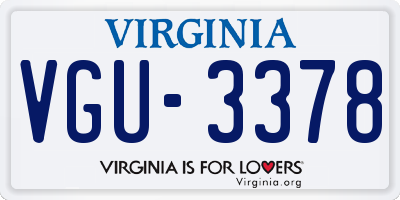 VA license plate VGU3378