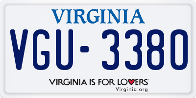 VA license plate VGU3380