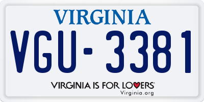 VA license plate VGU3381
