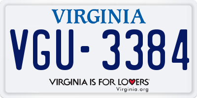 VA license plate VGU3384