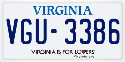 VA license plate VGU3386