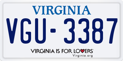 VA license plate VGU3387