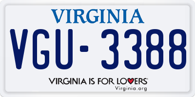 VA license plate VGU3388