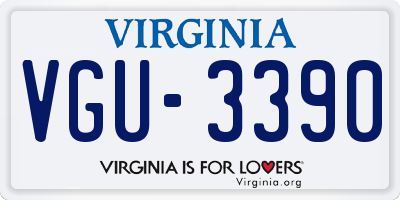 VA license plate VGU3390