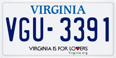 VA license plate VGU3391