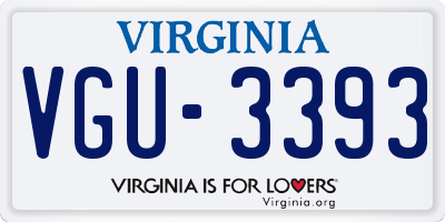 VA license plate VGU3393
