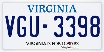 VA license plate VGU3398