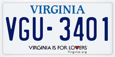VA license plate VGU3401